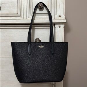 Kate Spade Glimmer Large Glitter Leather Tote Bag, black, two straps